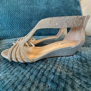 Elegant Silver Wedge Sandals